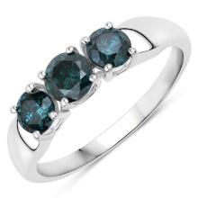 14KT White Gold 1.01ctw Blue Diamond Ring