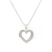 Plated Rhodium 0.18ctw Diamond Heart Pendant with Chain