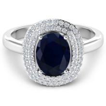 14KT White Gold 2.10ct Blue Sapphire and Diamond Ring