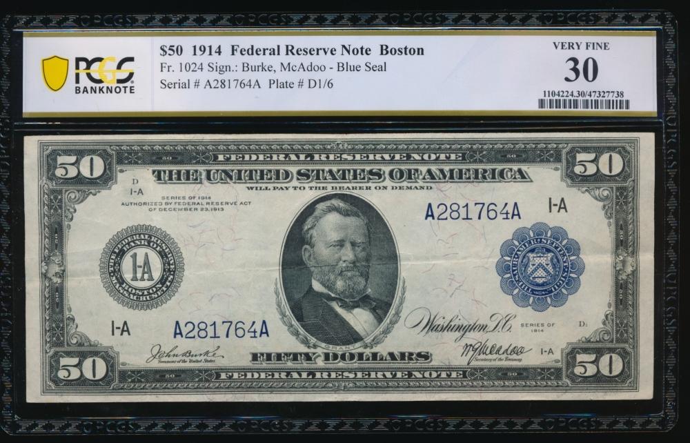 1914 $50 Boston FRN PCGS 30