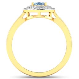 14KT Yellow Gold 0.70ct Aquamarine and Diamond Ring