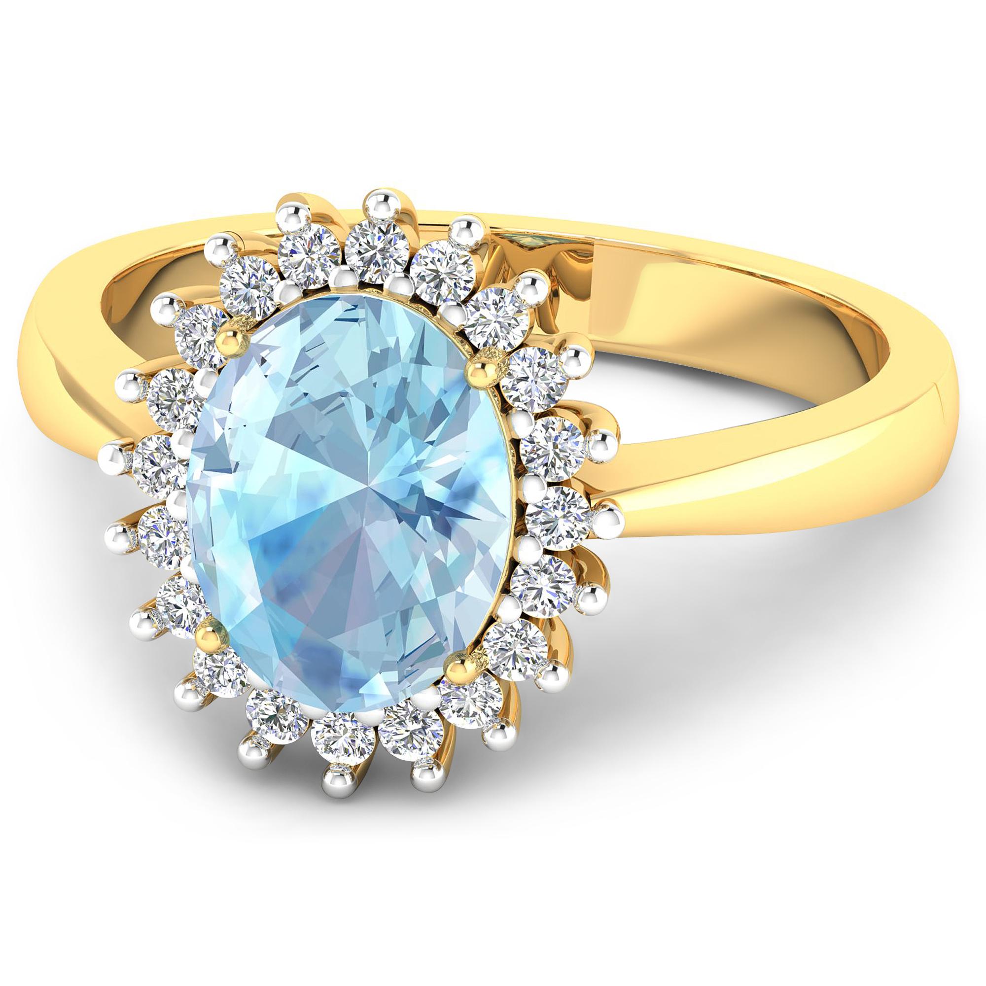 14KT Yellow Gold 0.96ct Aquamarine and Diamond Ring