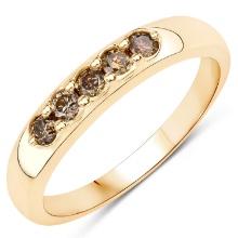 14KT Yellow Gold 0.25ctw Champagne Diamond Ring