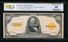 1922 $50 Gold Certificate PCGS 40