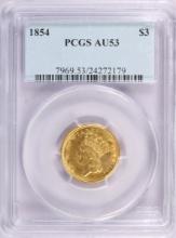 1854 $3 Gold Coin PCGS AU53