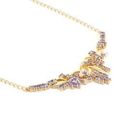 Plated 18KT Yellow Gold 2.55ctw Tanzanite and Diamond Pendant with Chain