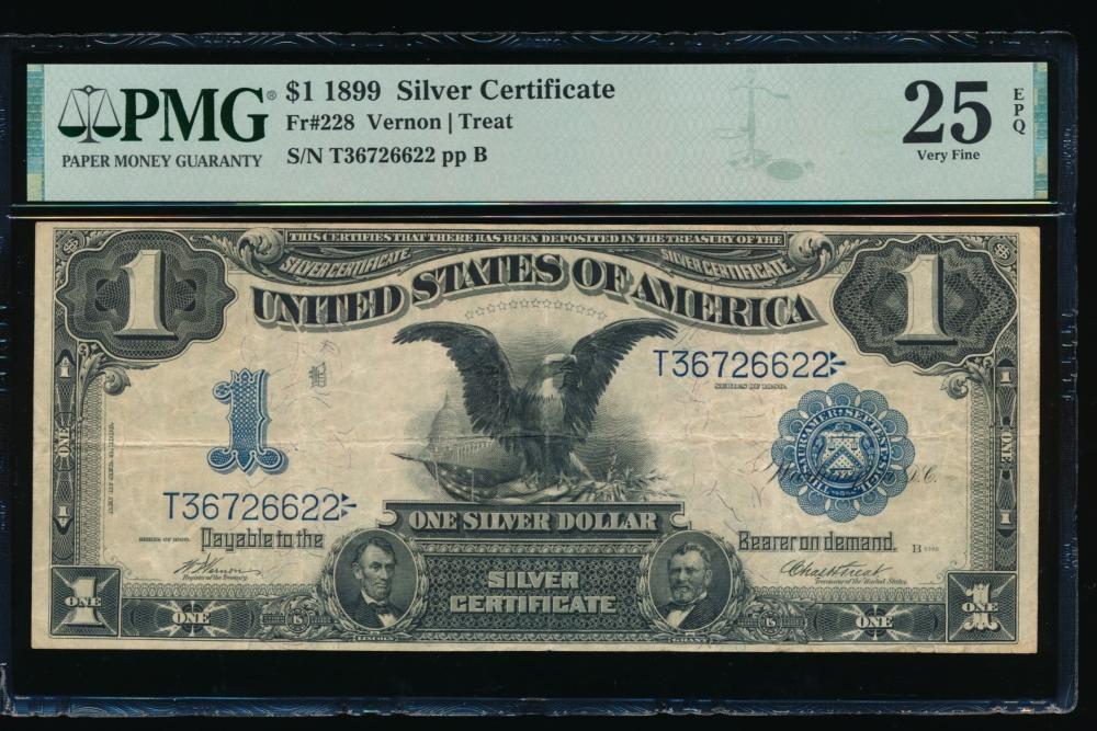 1899 $1 Black Eagle Silver Certificate PMG 25EPQ