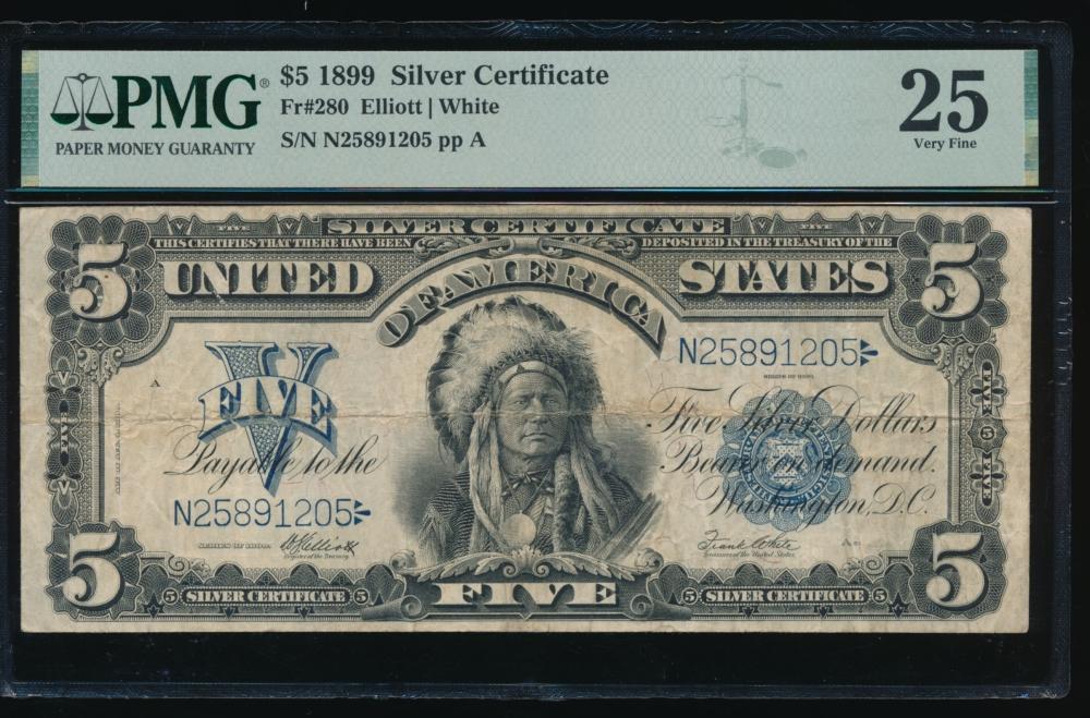 1899 $5 Chief Silver Certificate PMG 25