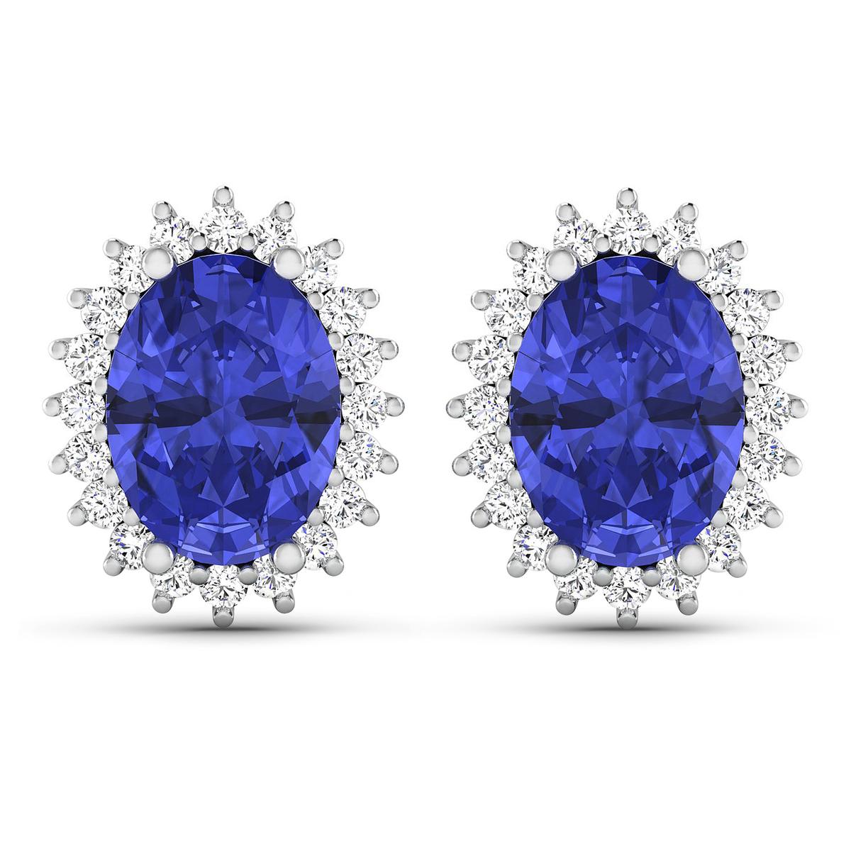 14KT White Gold 2.18ctw Tanzanite and Diamond Earrings