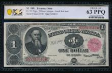 1891 $1 Treasury Note PCGS 63PPQ