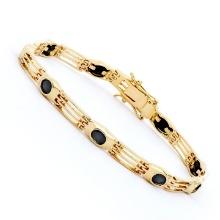 Plated 18KT Yellow Gold 5.65ctw Black Sapphire Bracelet