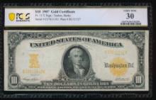 1907 $10 Gold Certificate PCGS 30