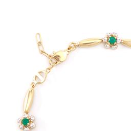 Plated 18KT Yellow Gold 0.81ctw Green Agate and Diamond Bracelet