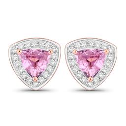14KT Rose Gold 1.05ctw Pink Sapphire and White Diamond Earrings