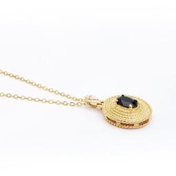 Plated 18KT Yellow Gold 1.52cts Sapphire and Diamond Necklace