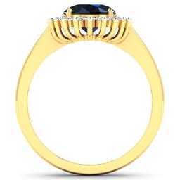 14KT Yellow Gold 1.30ct Blue Sapphire and Diamond Ring