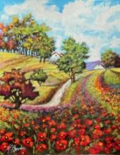 Mark Braver Poppy Landscape Hand Signed Limited Edition Serigraph