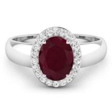 14KT White Gold 2.3ct Ruby and Diamond Ring