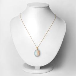 14KT Yellow Gold 8.52ct Opal and Diamond Pendant with Chain