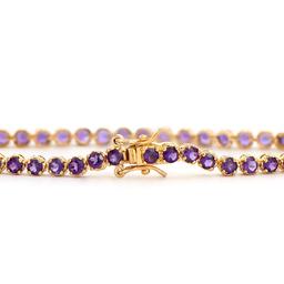 Plated 18KT Yellow Gold 4.35ctw Amethyst Bracelet