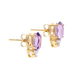 Plated 18KT Yellow Gold 2.95ctw Amethyst and Diamond Earrings