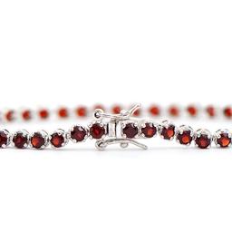 Plated Rhodium 4.52cts Garnet Bracelet