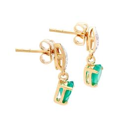 Plated 18KT Yellow Gold 1.42cts Green Agate and Diamond Earrings