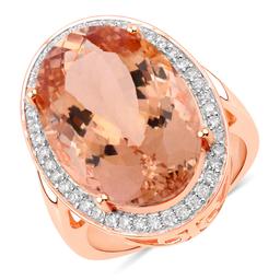 14KT Rose Gold 14.67ct Morganite and Diamond Ring