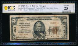 1929 $50 Detroit MI National PCGS 25