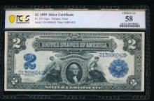 1899 $2 Mini Porthole Silver Certificate PCGS 58