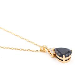 Plated 18KT Yellow Gold 6.06ctw Black Sapphire and Diamond Pendant with Chain