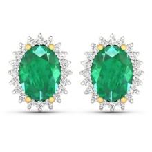 14KT Yellow Gold 2.00ctw Emerald and Diamond Earrings