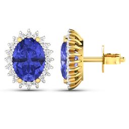 14KT Yellow Gold 2.18ctw Tanzanite and Diamond Earrings