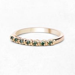 14KT Yellow Gold 0.16ctw Green Diamond Ring