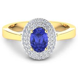 14KT Yellow Gold 0.75ct Tanzanite and Diamond Ring