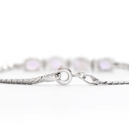 Plated Rhodium 2.75ctw Amethyst and Diamond Bracelet