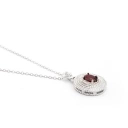 Plated Rhodium 1.26cts Garnet and Diamond Necklace