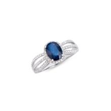 14KT White Gold 1.50ct Blue Sapphire and Diamond Ring