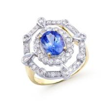 14KT Yellow Gold 1.75ct Tanzanite and Diamond Ring