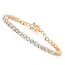 Plated 18KT Yellow Gold 4.10ctw Blue Topaz Bracelet