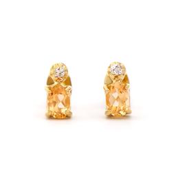 Plated 18KT Yellow Gold 0.82cts Citrine and Diamond Earrings