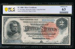 1886 $2 Silver Certificate PCGS 63