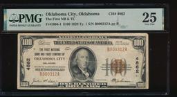 1929 $100 Oklahoma City OK National PMG 25