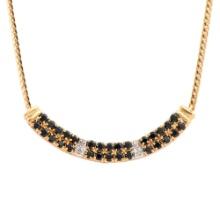 Plated 18KT Yellow Gold 2.25ctw Black Sapphire and Diamond Pendant with Chain