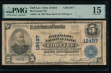 1902 $5 Fort Lee NJ National PMG 15