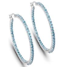 Plated Rhodium 3.60ctw Blue Topaz Earrings