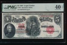 1907 $5 Legal Tender Note PMG 40EPQ