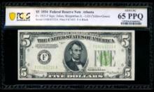 1934 $5 Atlanta FRN PCGS 65PPQ