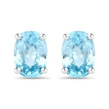 Plated Rhodium 2.40ctw Blue Zircon Earrings