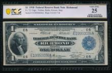 1918 $1 Richmond FRBN PCGS 25
